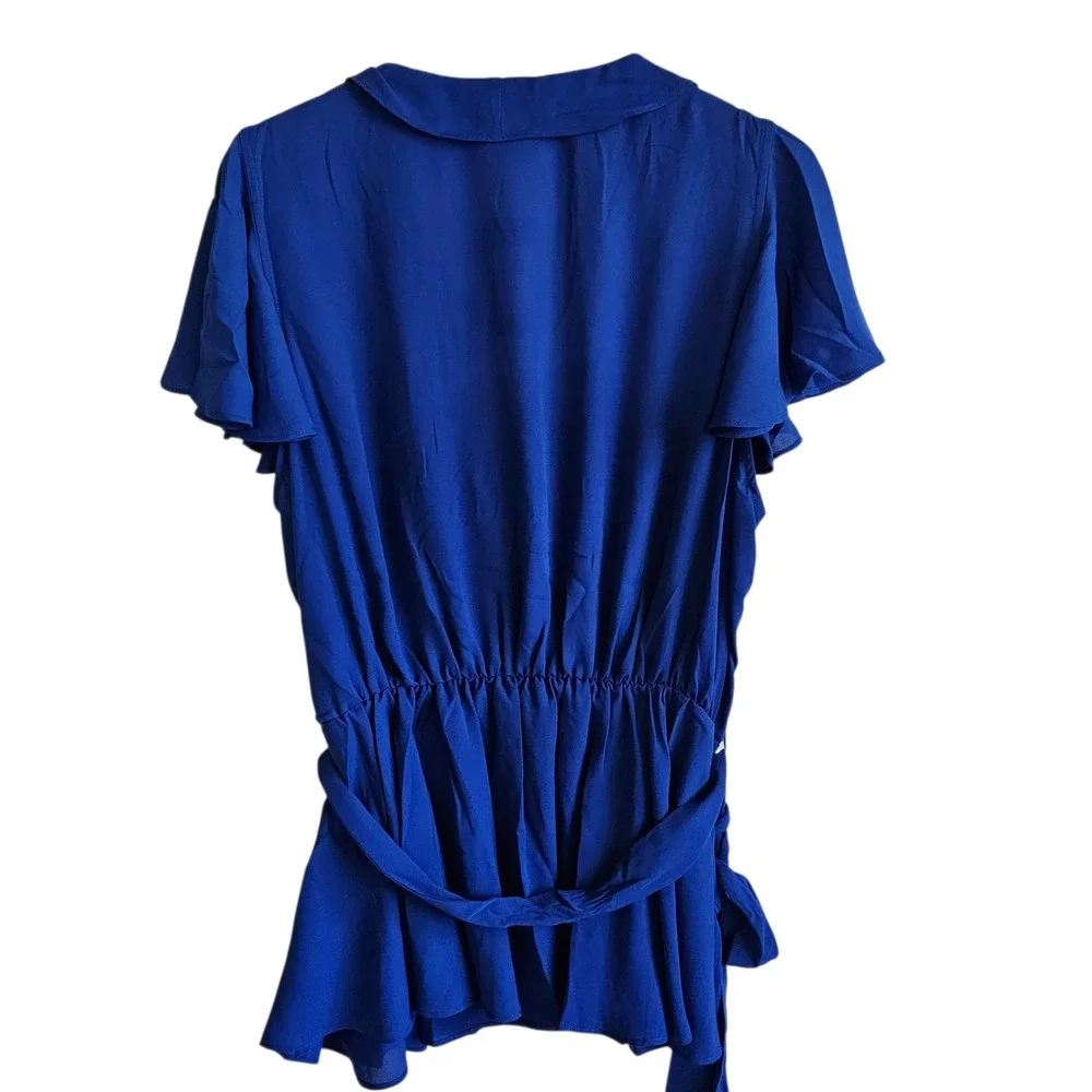 City Chic Women's Blue Ruffle Wrap Blouse Top Plus Size 2X 20 NWT - Picture 10 of 13